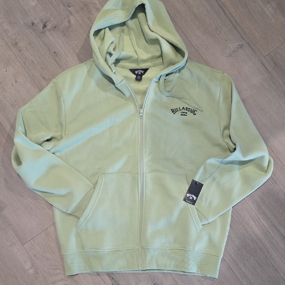 Billabong Surf Men's Light Green Zip-Up Hoodie Sweatshirt